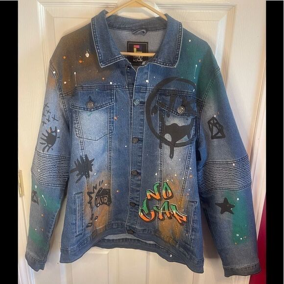 Demolition brand graffiti jean jacket sz XL - Picture 1 of 7